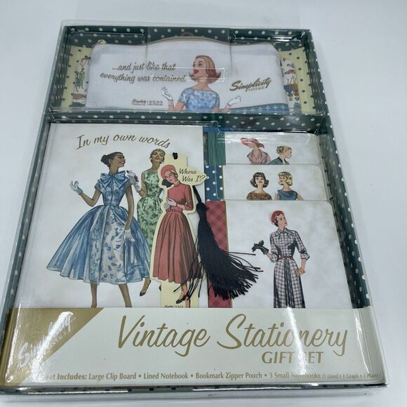 Simplicity Other - NEW Simplicity Vintage Stationary Gift Set with Clipboard Notebooks Pouch 2619
